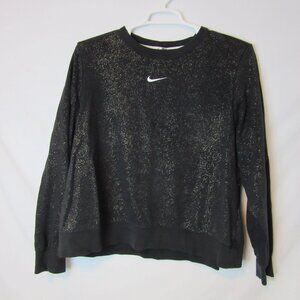 Nike Sweatshirt Black Gold Crewneck Classic Logo Comfy Cotton Women's Plus 1X